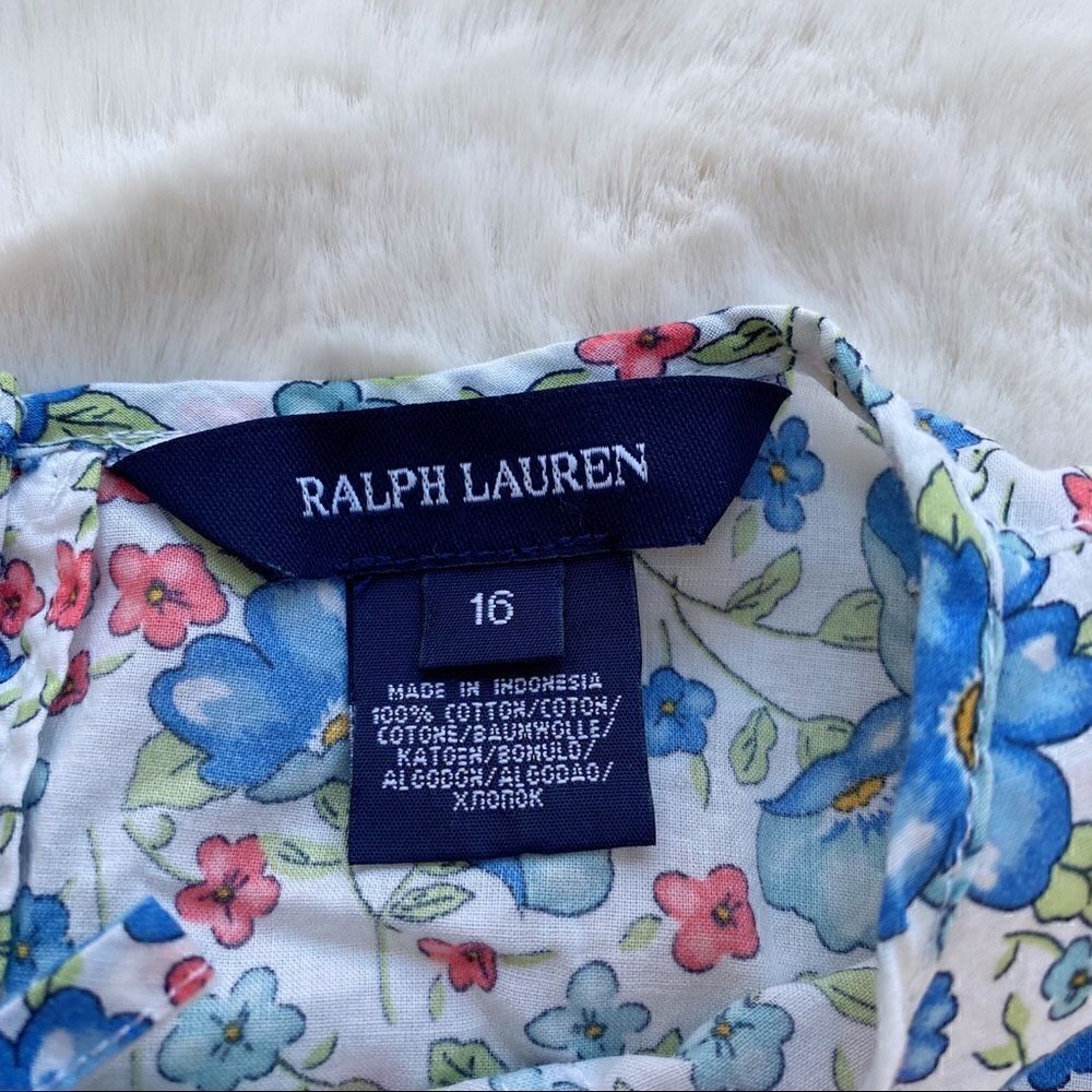 Ralph Lauren Ruffle Sleeveless Floral Top Girl’s 16 - Picture 2 of 10